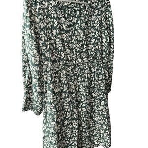 Madewell Green and White Floral Mini Dress